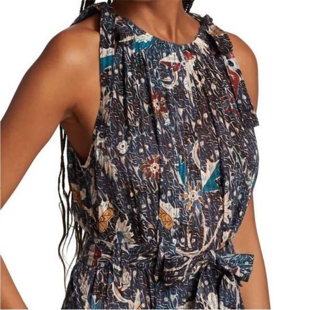 Ulla Johnson Mariam Midi Dress Floral Batik Jet Navy Blue‎ Halter Size 2 Flowy - Picture 5 of 16